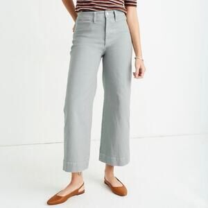 Madewell Slim Emmett Wide-Leg Crop in Dusty Pool Blue, Size 23 Petite